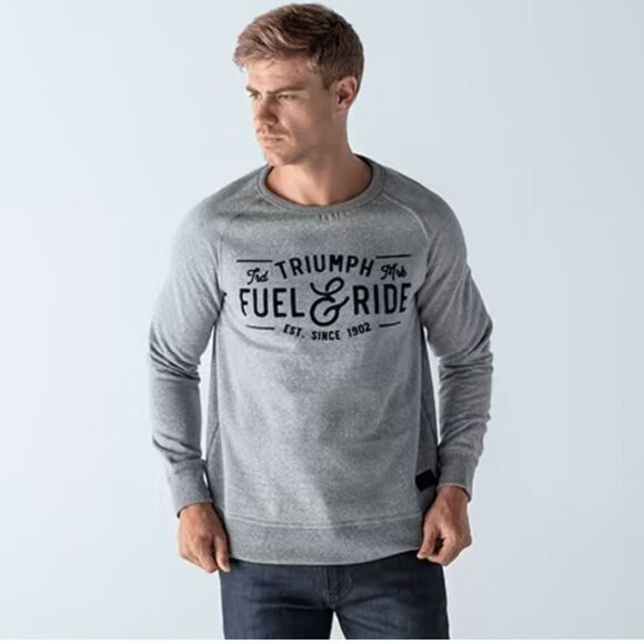 Triumph Motorcycles- Men’s Grey Crew Neck DERMONT Logo Sweatshirt Size Large - Picture 1 of 14